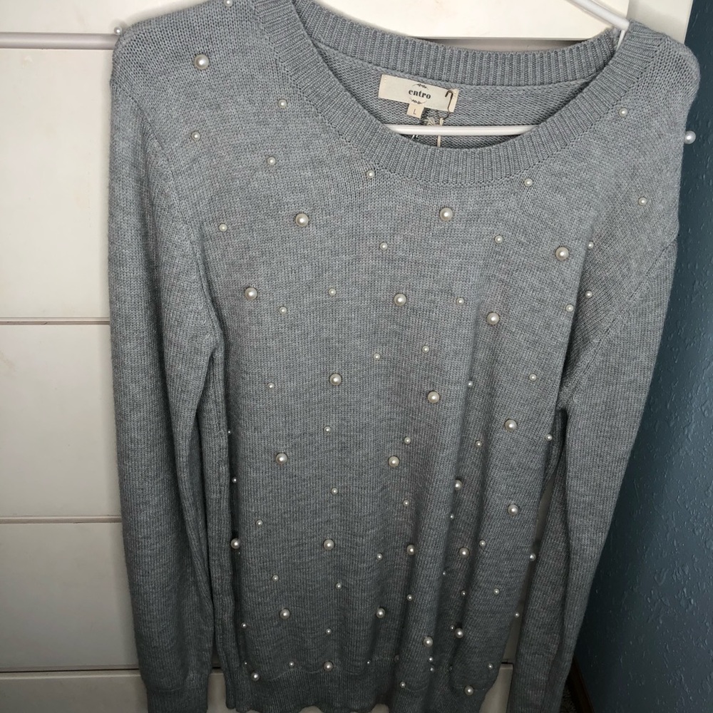 Grey pearl sweater